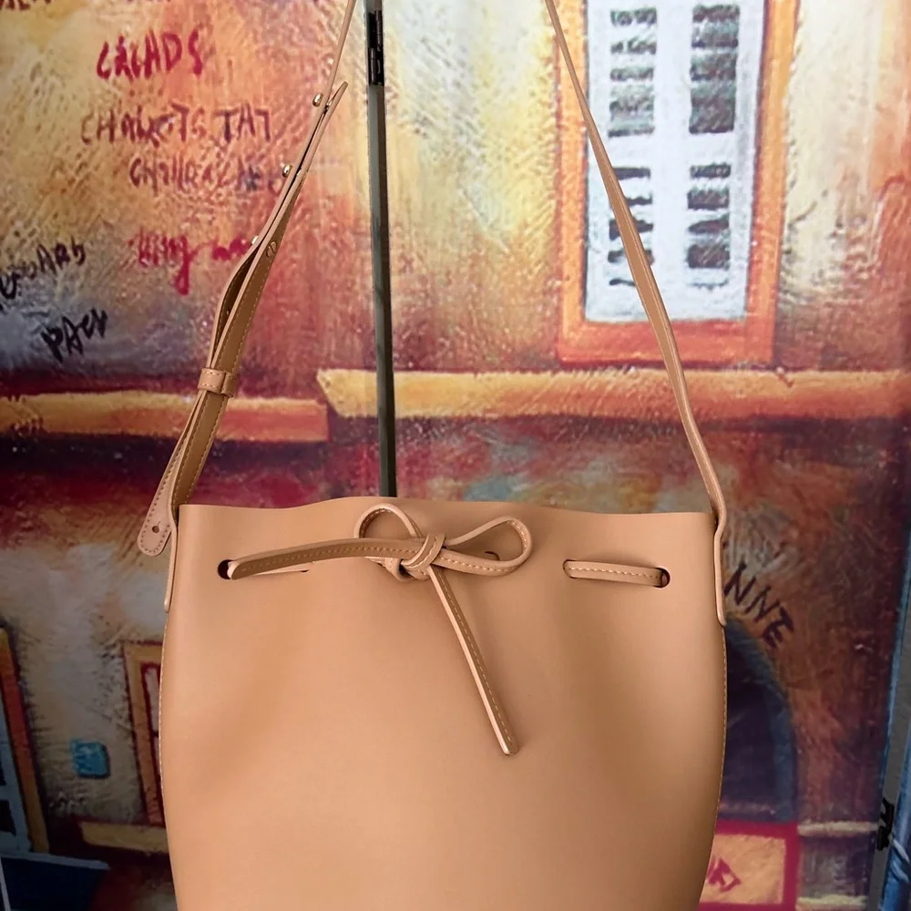 Mansur Gavriel Cammello/Rosa Leather Mini Bucket Bag - Picture 2 of 10